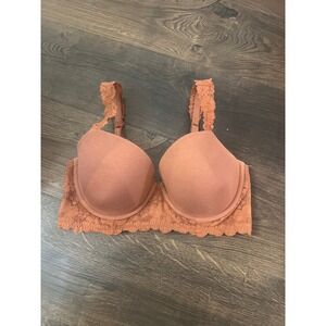 Aerie Rose Ribbed Lace Trim Push Up Bra 36DD